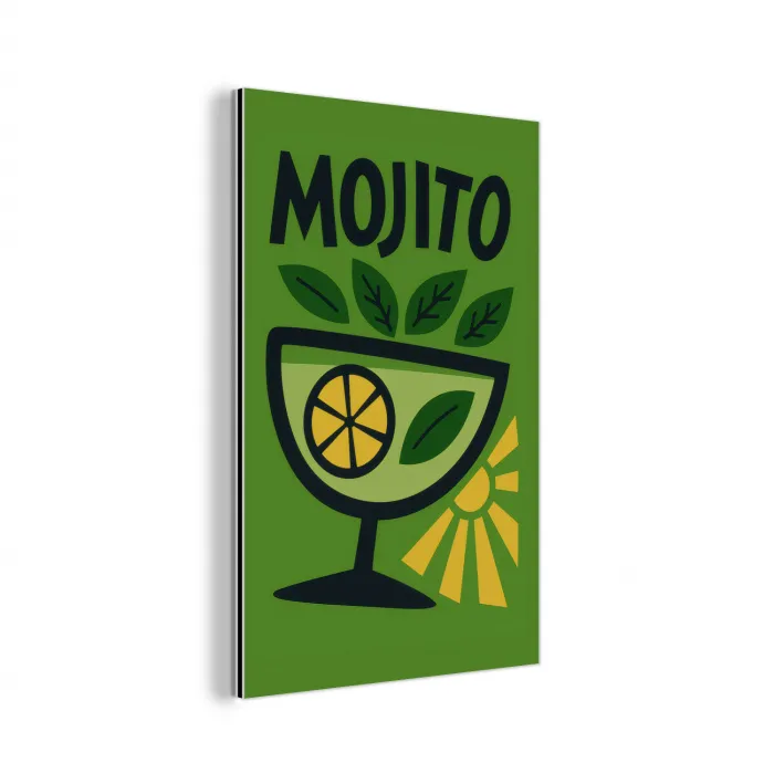 Mojito - Cocktail - Citroen - Groen aluminium wit klein -3d
