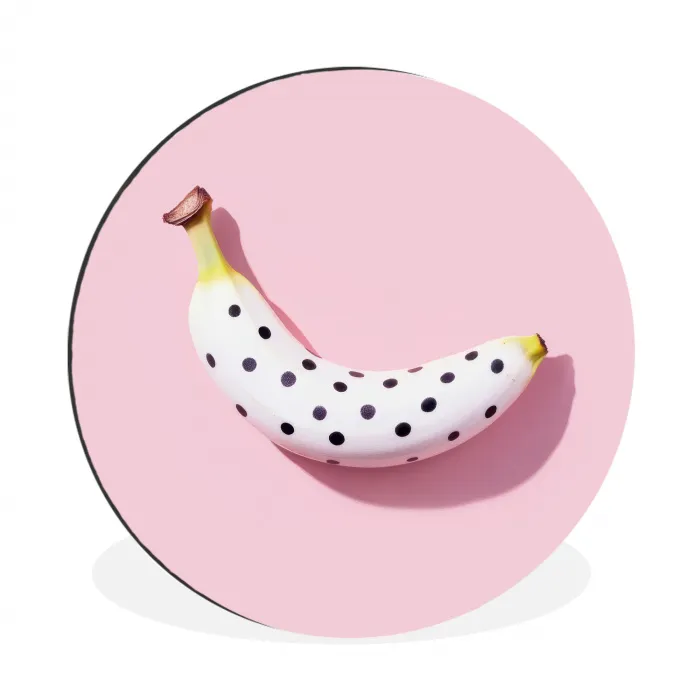 Banaan - Stippen - roze Wandcirkel aluminium klein -3d