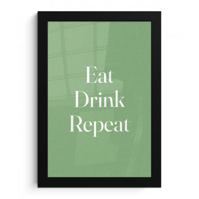 Eten - Drinken - Tekst - Mintgroen fotolijst zwart zonder passe partout klein -3d