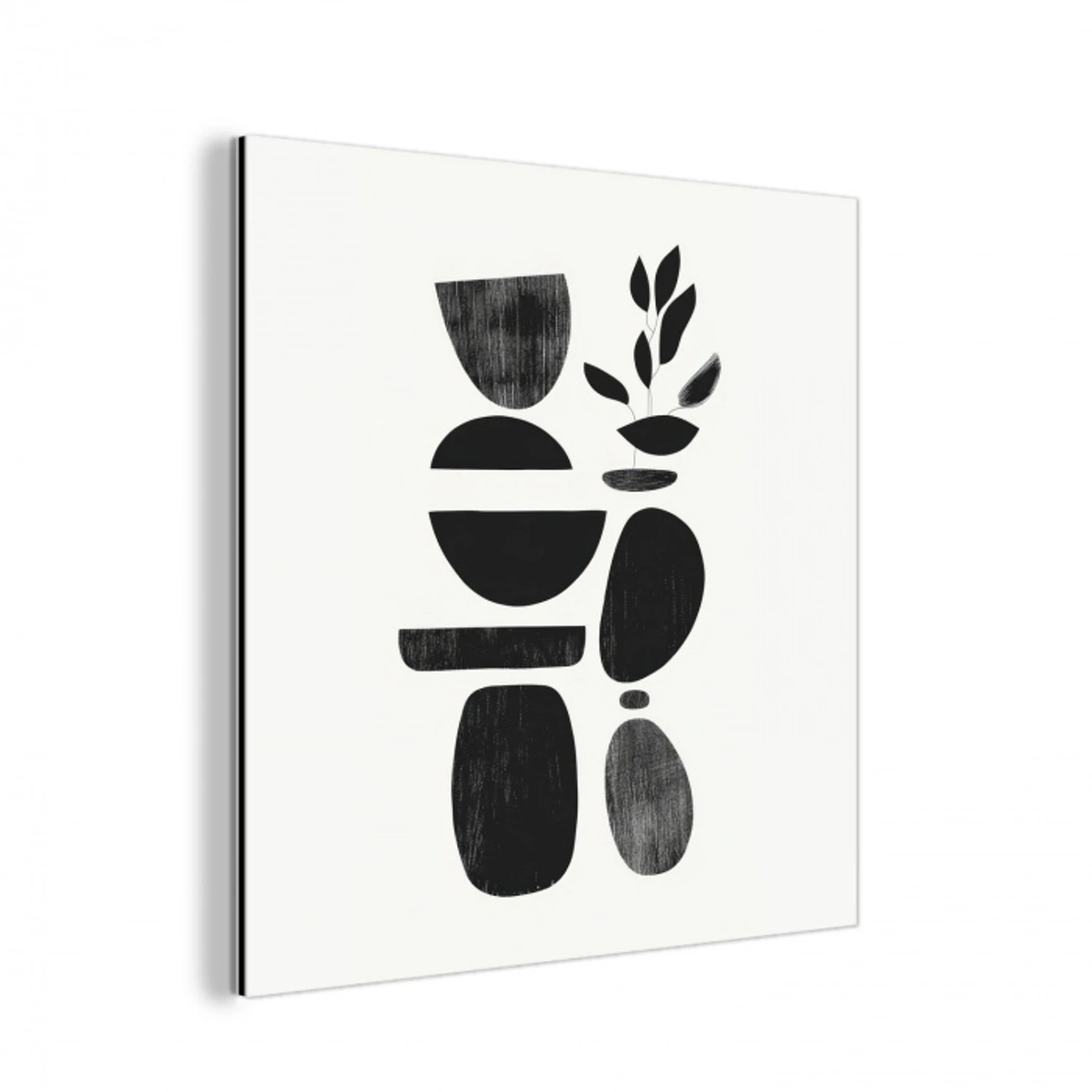 Japandi - Zwart - Abstract aluminium wit klein -3d