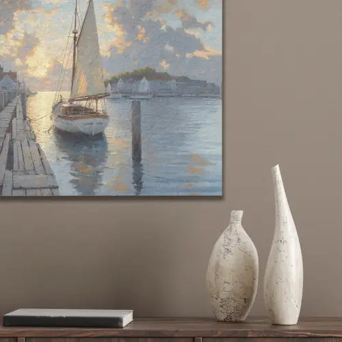 Zeilboot - Zon - Pier - Hout PET vilt klein -sfeer6_closeup