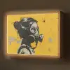 Street art - Meisje - Geel - Banksy Style Light Box met batterij (Wandlamp) middel -z3d_website