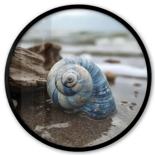 Schelp - Strand - Blauw - Zee Fotolijst rond zonder passe partout klein -3d