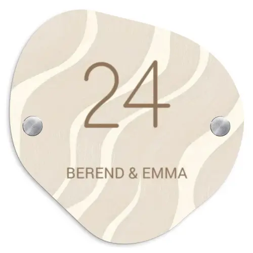 Beige golven - Klassiek Naambord Organisch middel -3d