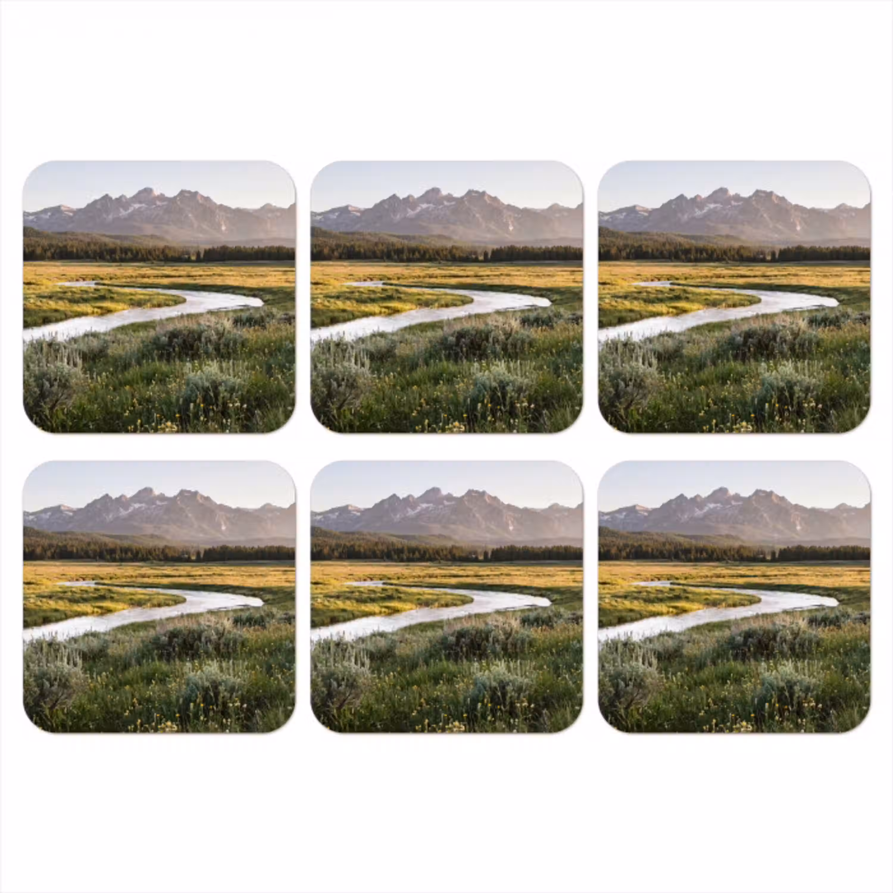 Berglandschap - Rivier - Bos onderzetter kurk middel -3d