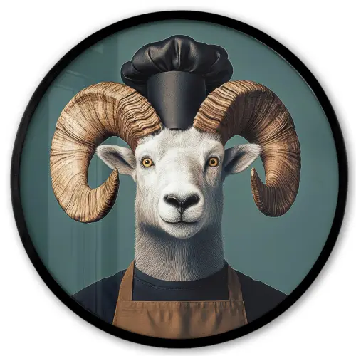 Geit - Hoorns - Kokskleding Fotolijst rond zonder passe partout klein -3d