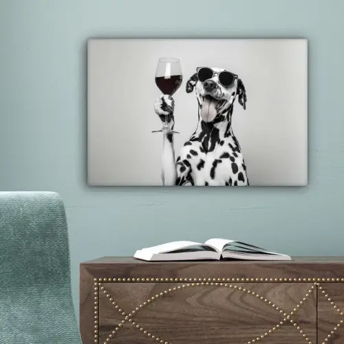 Zonnebril - Dalmatiër - Wijnglas - Tong canvas 2cm klein -sfeer4