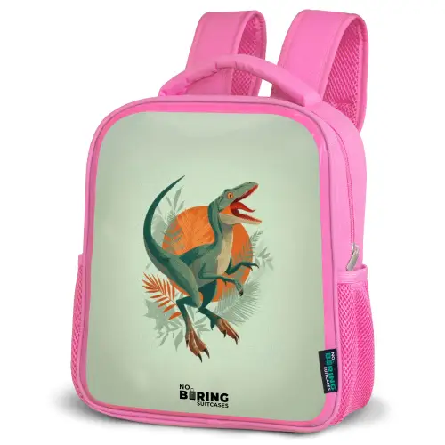 Dier - Dino - Natuur Kinderrugzak - Roze middel -schuin
