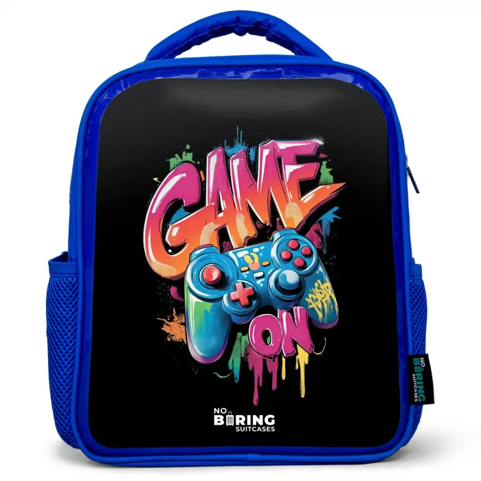 Game - Controller - Graffiti - Neon Kinderrugzak - Blauw middel -3d