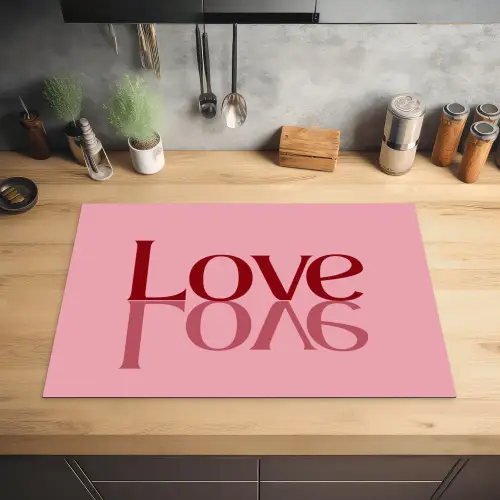 Love - Roze - Spiegeling Inductie beschermer vinyl 3mm klein -sfeer5