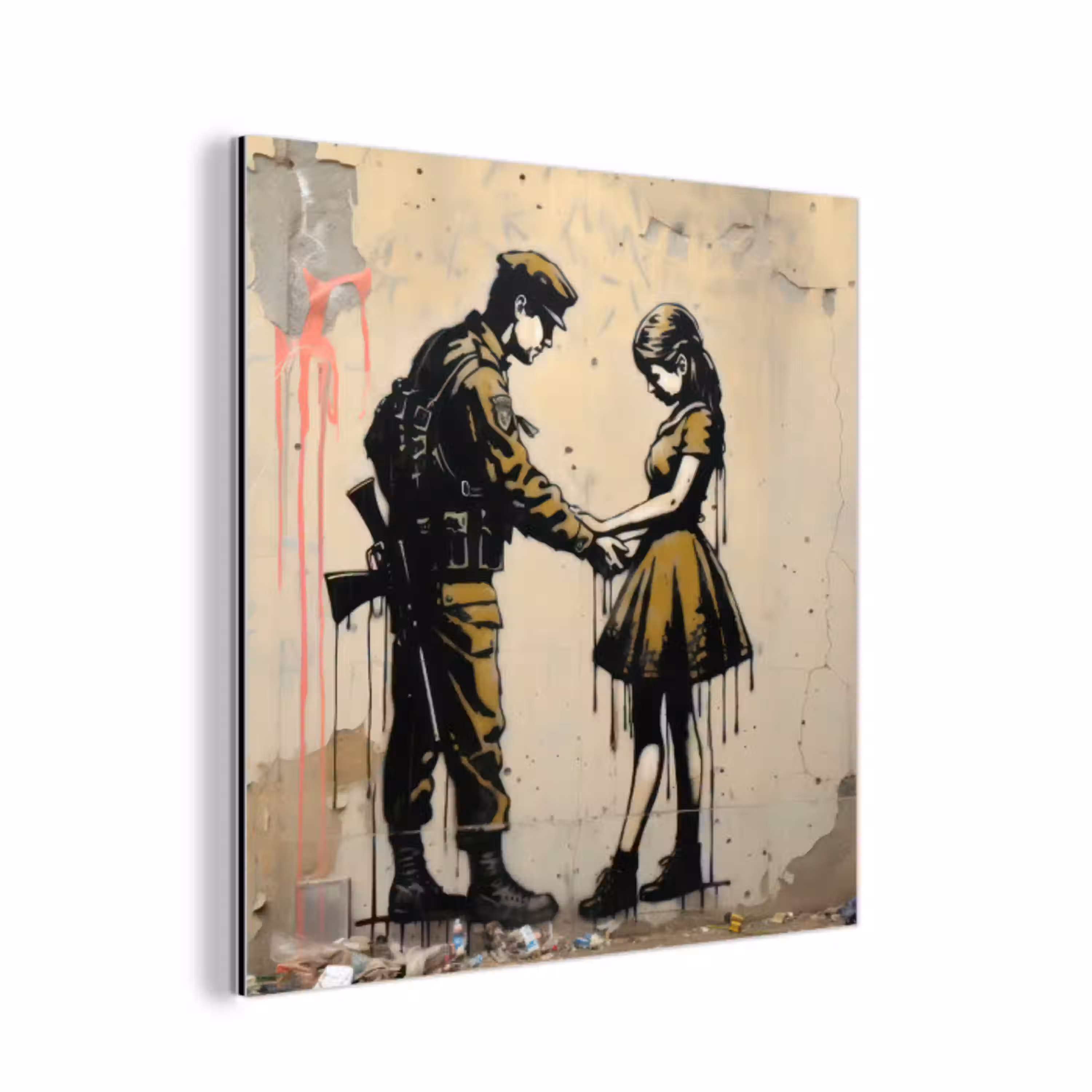 Soldaat - Meisje - Bruin - Graffiti aluminium wit klein -3d