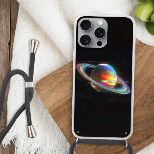 Planeet - Cirkel - Kleurrijk Hoesje iPhone 16 Pro Max met koord klein -sfeer4