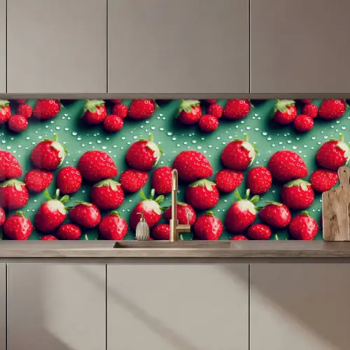 Aardbeien - Rood - Groen - Kroontjes keuken achterwand 2 middel 871 zz_3dshopping