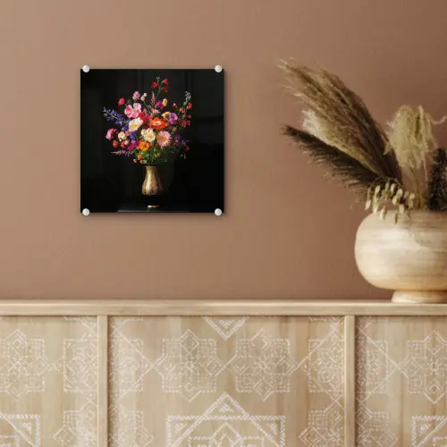 Kleurrijk - Boeket - Vaas - Goud plexiglas 5mm klein -sfeer5