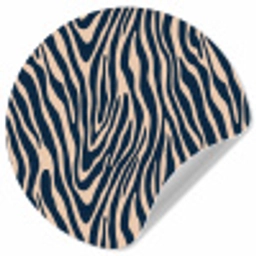 Zebra - Patroon - Blauw - Beige Wandcirkel behangsticker klein 186 -3d