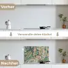 Patroon - Kleurrijk - Sierlijk - Groen keuken achterwand spatscherm klein -voor_na_DE