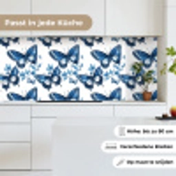 Blauw - Vlinders - Bloemen - Wit keuken achterwand 2 middel 871 -sfeer4_DE