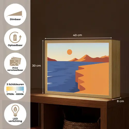 Landschap - Bergen - Zon - Zee Light Box met batterij (Wandlamp) middel -USP_websiteoverzichtNL