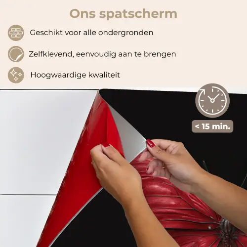 Vlinder - Rood - Minimalistisch keuken achterwand spatscherm klein -spatscherm_NL