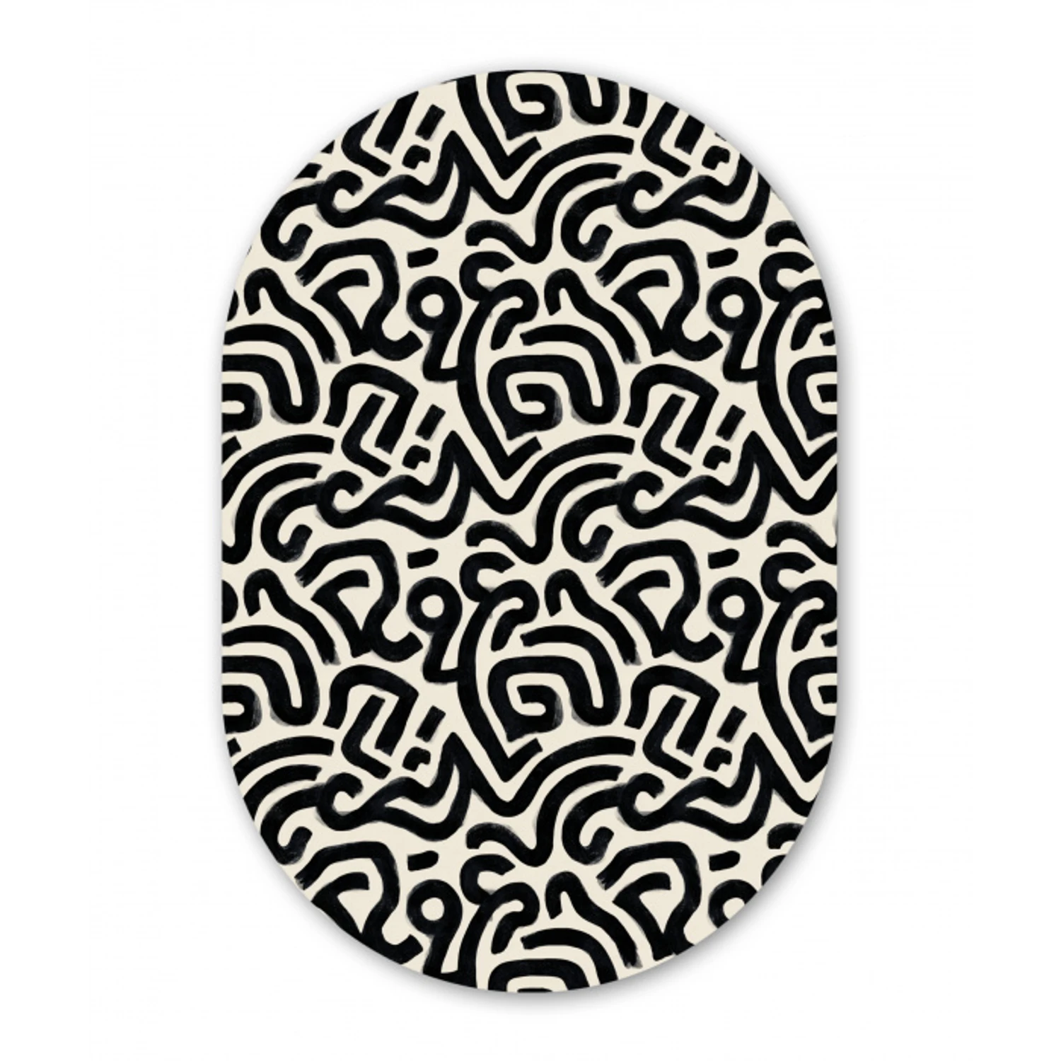 Modern - Abstract - Zwart Wandcirkel Ovaal Aluminium middel 839 -3d