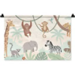 Jungle - Dieren - Groen Wandkleed katoen klein -zz3d