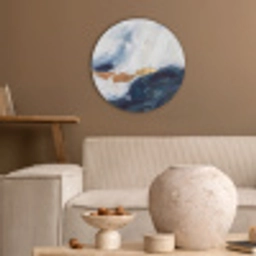 Abstract - Acryl - Blauw - Goud - Elegant Akoestische PET Vilt - Rond klein -sfeer1