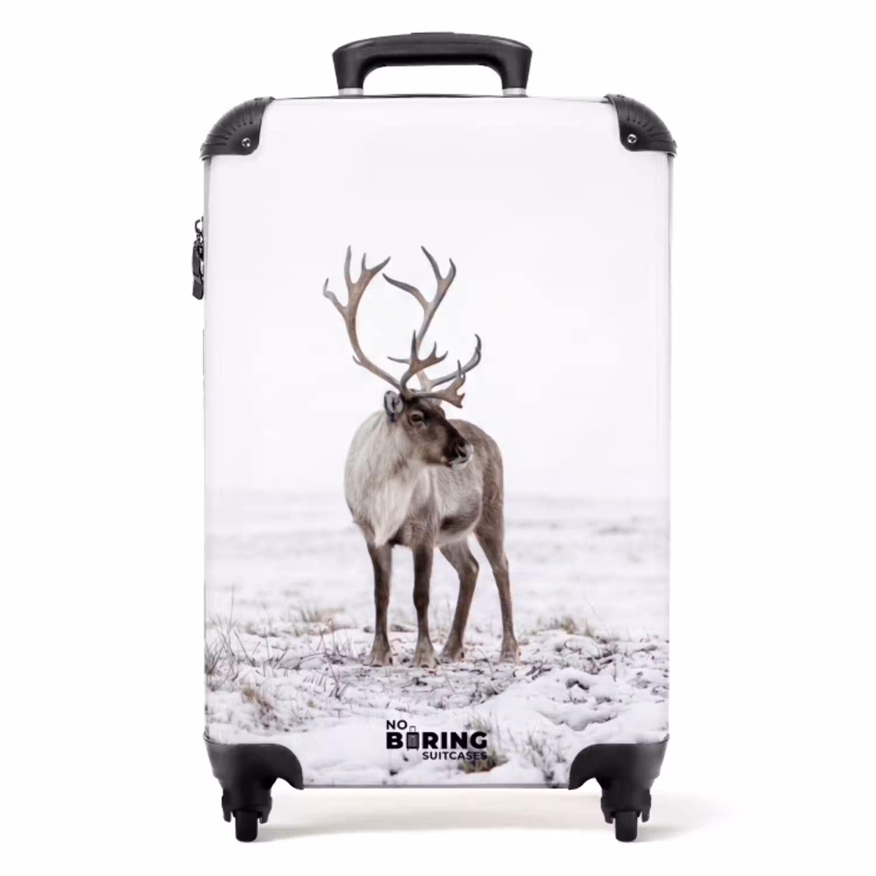 Rendier - Gewei - Sneeuw - Winter NBS - Handbagage koffer - Volwassenen Unisex middel -productfoto_recht