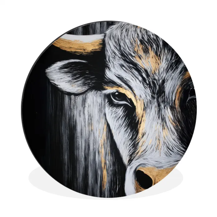 Stier - Hoorns - Snuit - Goud Wandcirkel aluminium klein -3d