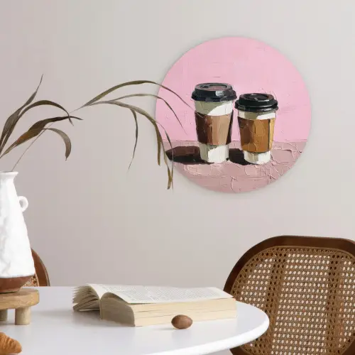 Koffiebekers - Deksel - Verf - Textuur Wandcirkel kunststof plaat 5mm dik klein -sfeer4