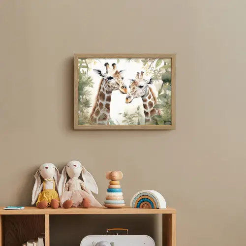Dieren - Giraffe - Bladeren - Kinderen Light Box met batterij (Wandlamp kind) middel -sfeer2_kind