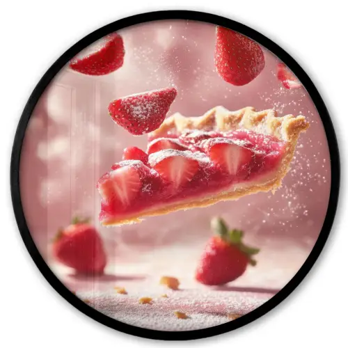 Aardbei - Taart- Eten - Roze Fotolijst rond zonder passe partout klein -3d