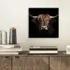 Schotse hooglander - Portret - Zwart - Dier aluminium wit klein -sfeer1