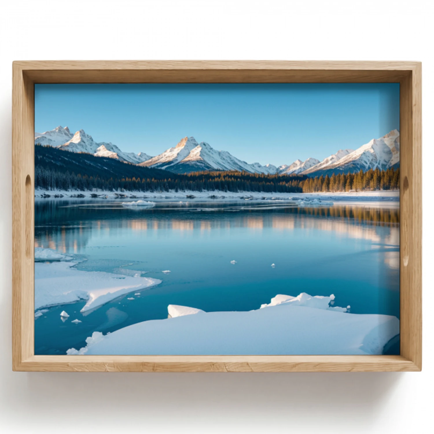 Landschap - Winter - Meer - Bergen - Uitzicht - IJs Dienblad Rechthoek middel -z3d_shopping