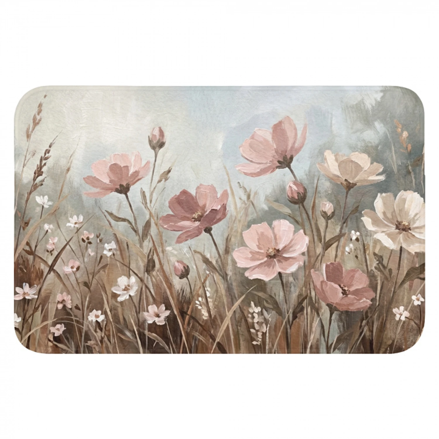 Bloemen - Botanisch - Schilderij - Pastel - Rustiek Badmat klein -3d