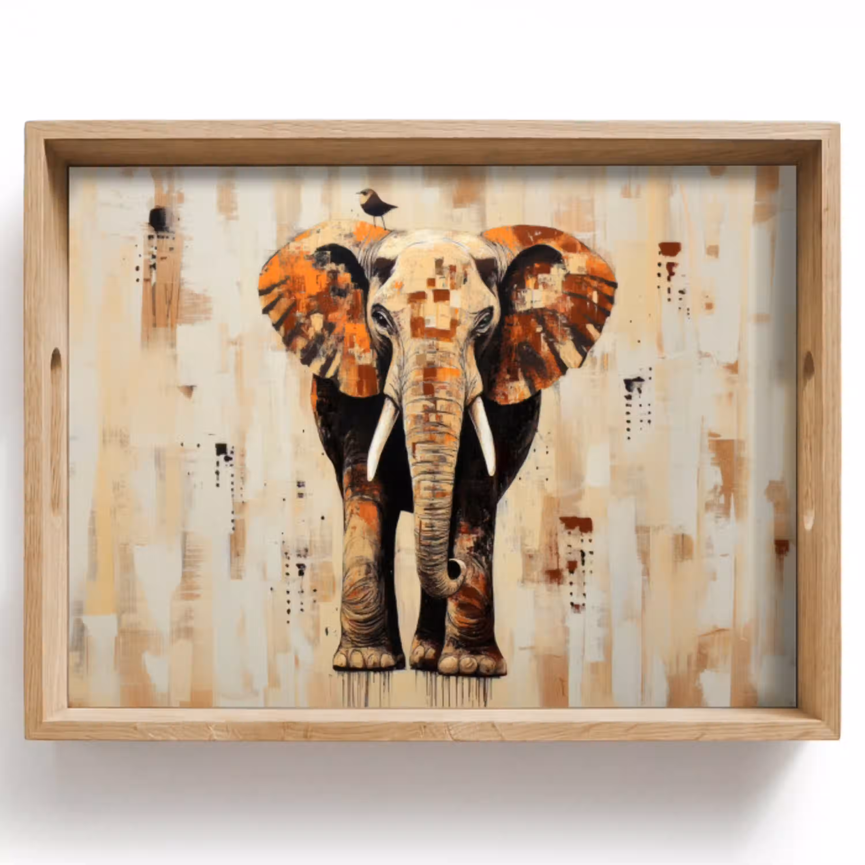 Olifant - Slurf - Mozaïek - Abstract Dienblad Rechthoek middel -z3d_shopping