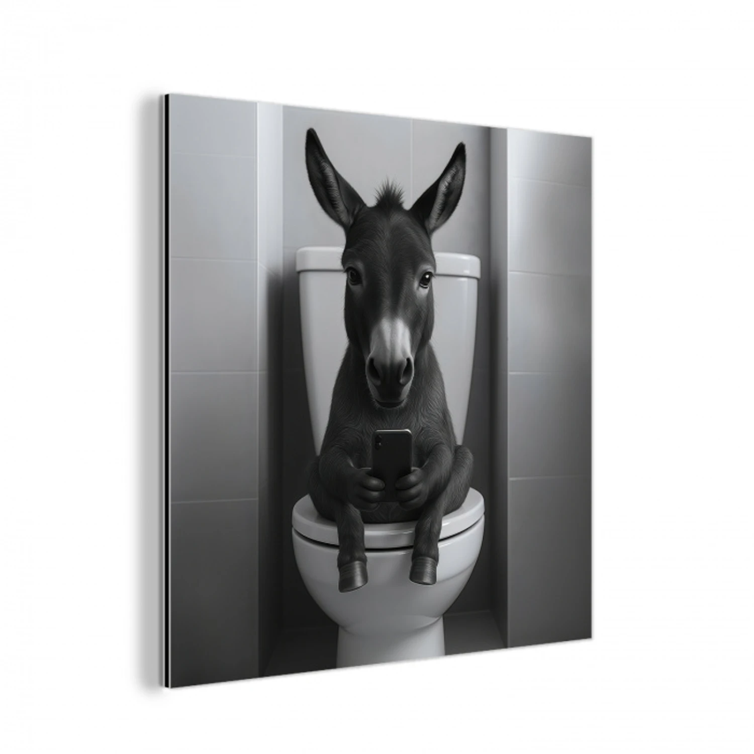 Ezel - Telefoon - Toilet - Zwart - Wit aluminium wit klein -3d