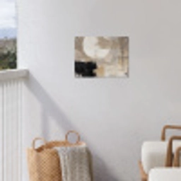 Abstract - Cirkel - Modern - Beige - Zwart - Minimalistisch tuinposter los doek klein -sfeer8