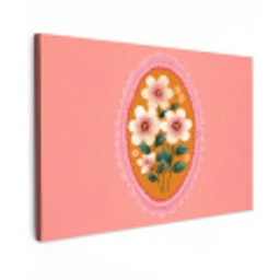 Illustratie - Bloemen - Rand - Roze Tuinposter op houten frame 2 cm dik klein -3d