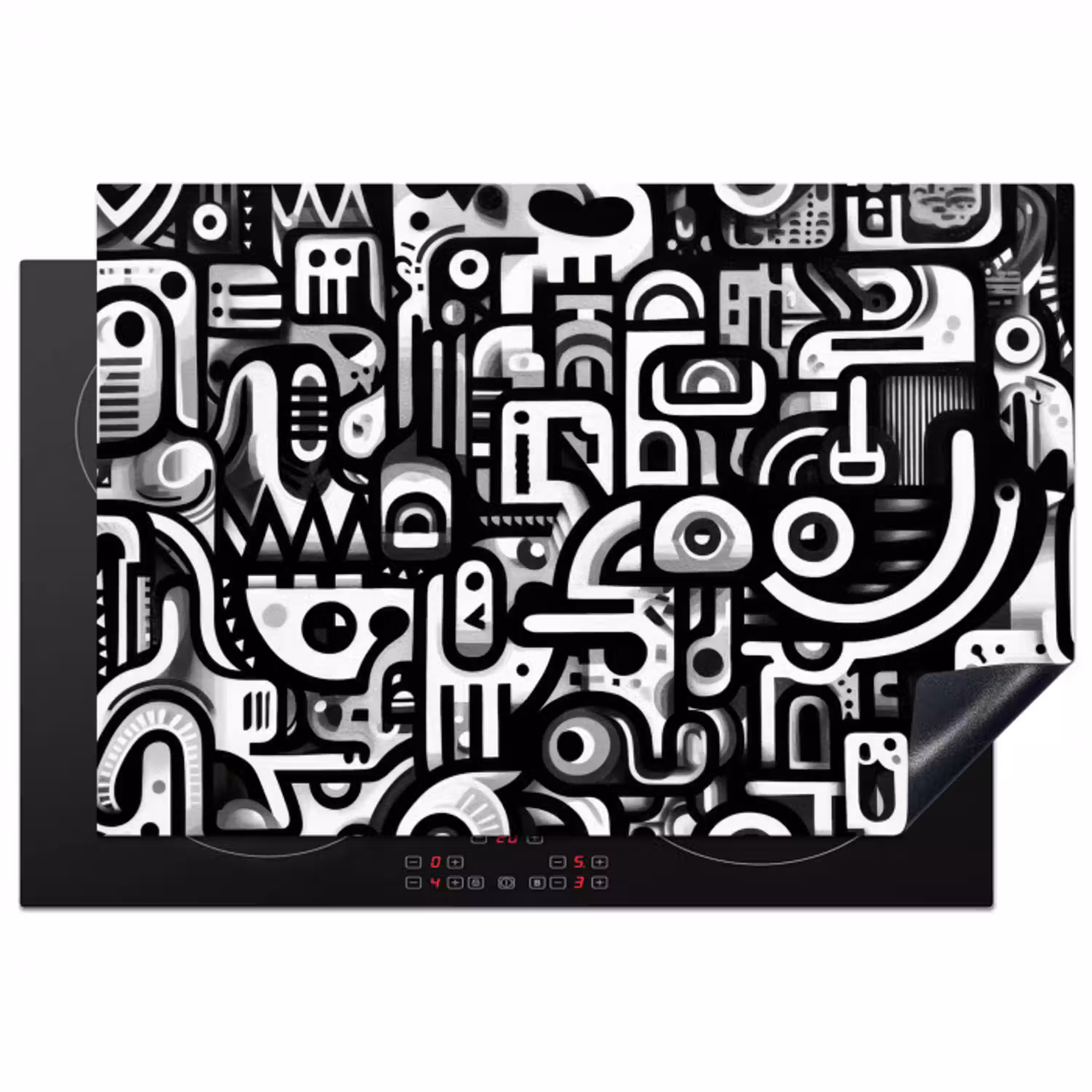 Symbolen - Abstract - Grafisch - Zwart Inductie beschermer vinyl 3mm klein -3d
