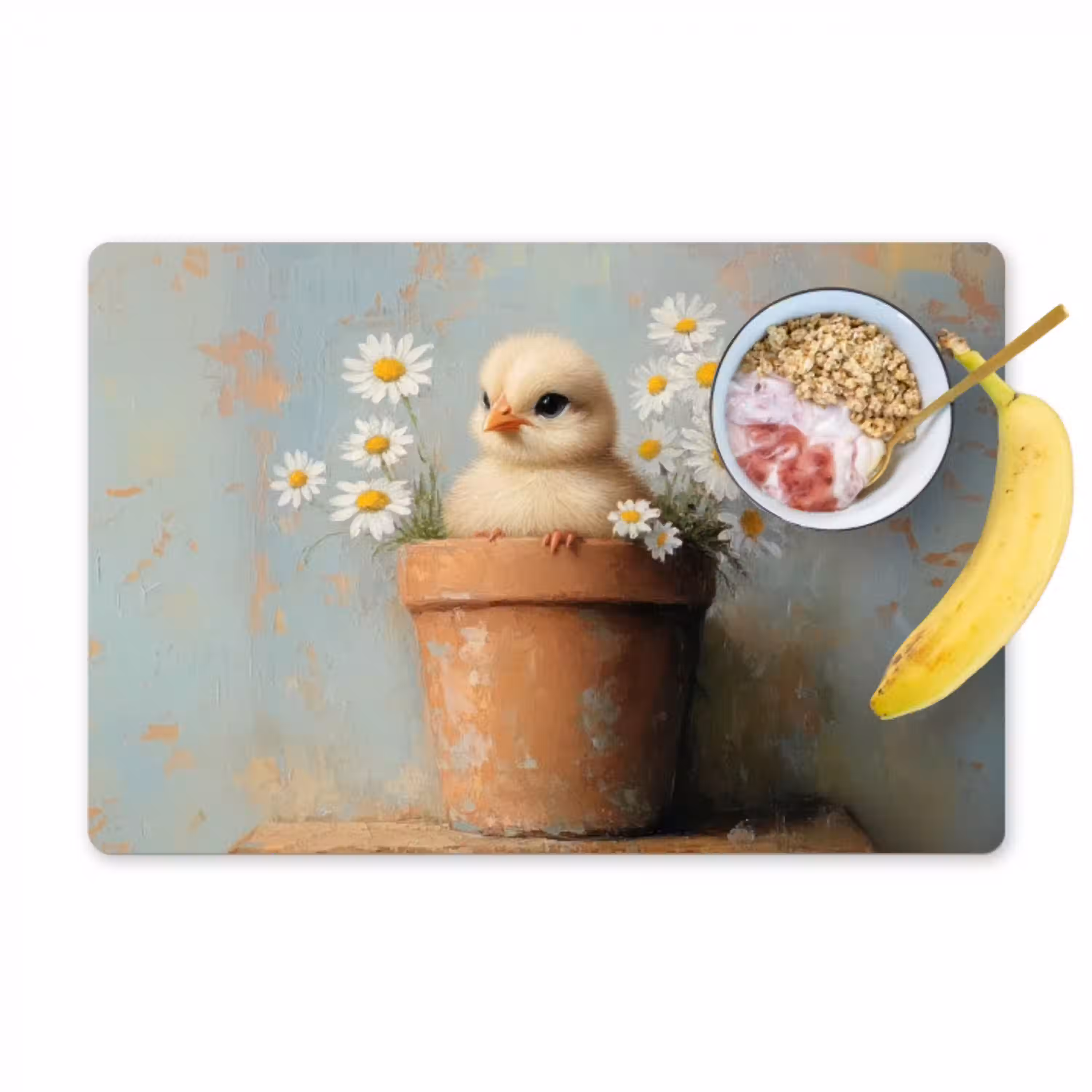 Bloempot - Kuiken - Bloemetjes Placemat vinyl groot -zzzproduct_Kitchenyeah-website