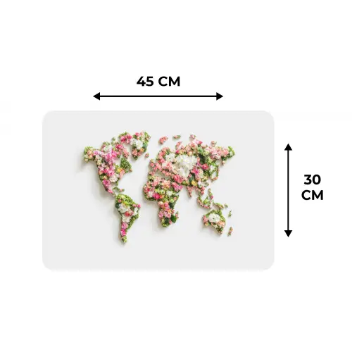 Wereldkaart - Bloemen - Subtiel Placemat vinyl groot -specs
