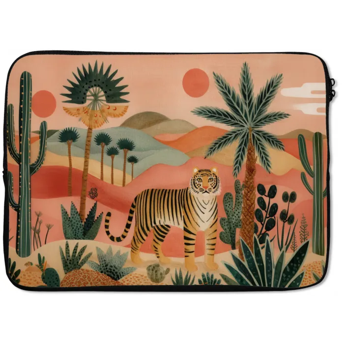 Tijger - Palmen - Cactus - Oranje laptophoes neopreen klein -zkaufland3dotto