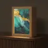 Marmer - Goud - Blauw groen - Abstract - Turquoise Light Box met kabel (Tafellamp) klein -z3d_website