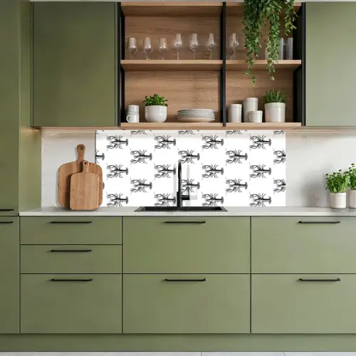 Kreeften - Zwart - Patroon keuken achterwand 2 middel -sfeer3