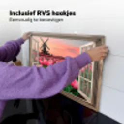 Doorkijk - Tulpen - Bloemen - Molen - Raam Inductie beschemer met haakjes klein -ky-ophangen-nl