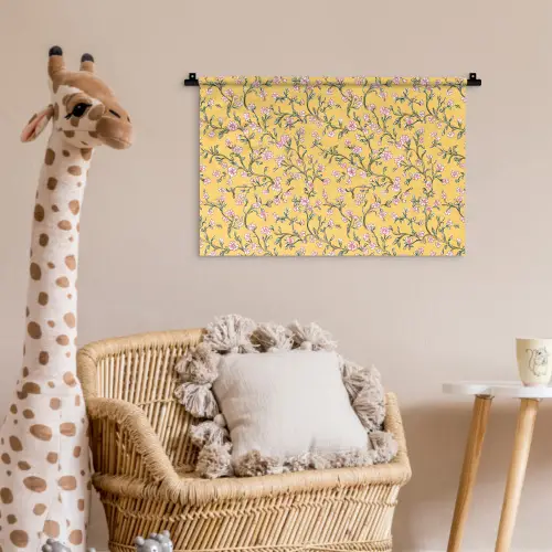 Bloemen - Motief - Geel Wandkleed katoen klein 269 -wsfeer5_kind
