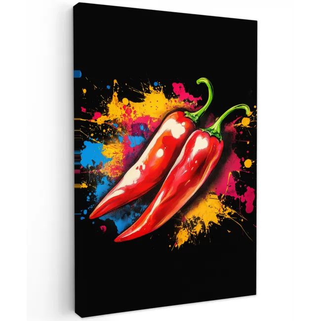 Peper - Graffiti - Verf - Abstract - Modern - Kleurrijk Tuinposter op houten frame 2 cm dik klein -3d
