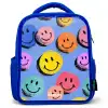 Een speels en kunstzinnig patroon van kleurrijke smileys Kinderrugzak - Blauw middel -3d
