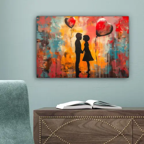 Street art - Liefde - Graffiti - Kunst - Banksy canvas 2cm klein -sfeer4
