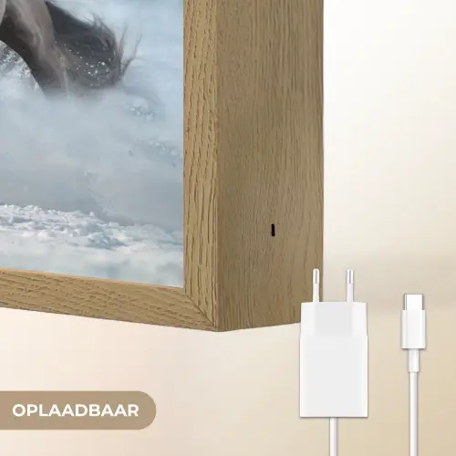 Paarden - Winter - Dieren - Natuur - Sneeuw Light Box met batterij (Wandlamp) middel -USP_websiteoplaadbaarNL
